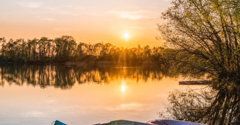 Waters - Three Brown Canoes Under Golden Hour