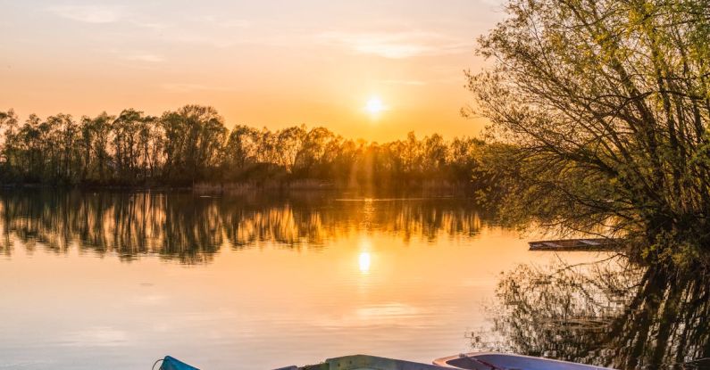 Waters - Three Brown Canoes Under Golden Hour