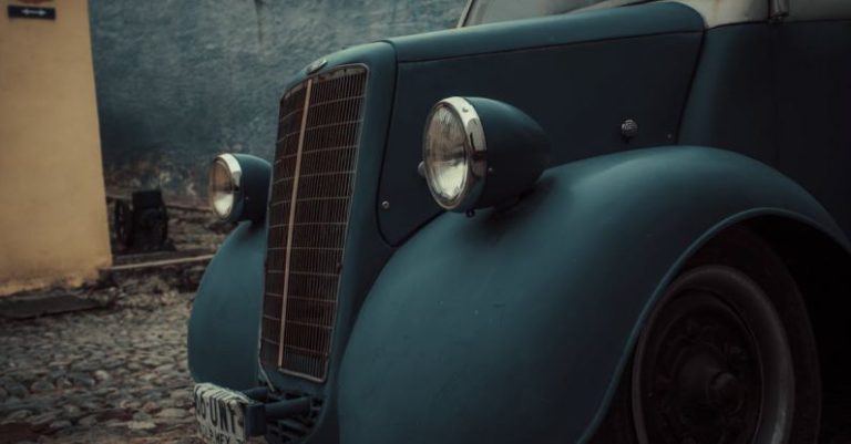 Fenders - Grill of a Vintage Blue Car